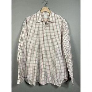 J Crew 80s 2 Ply Cotton Long Sleeve Button Up Plaid Red Shirt Men‎ L 16-16-/12